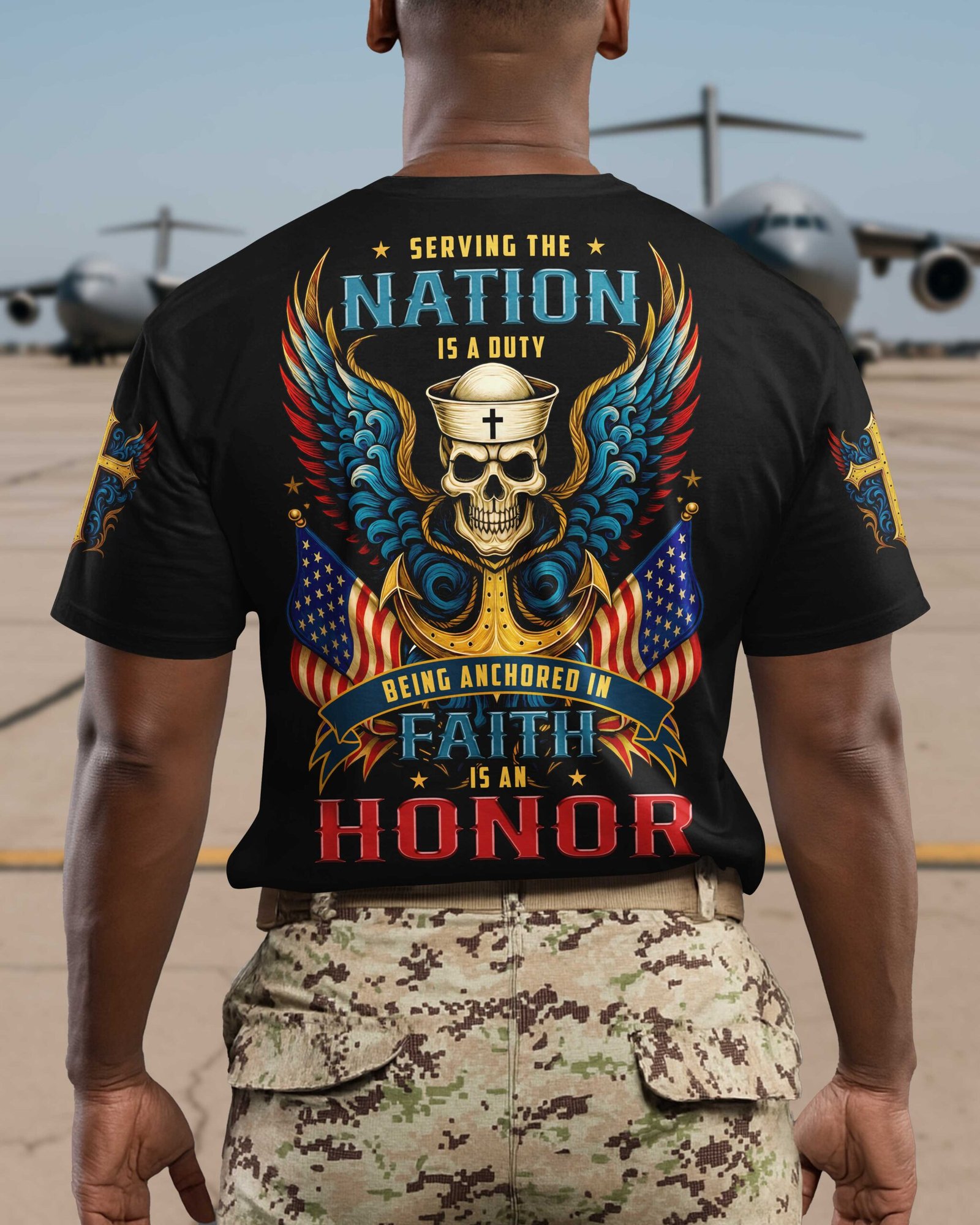 Serving The Nation Is A Duty Being Anchored In Faith Is An Honor T-Shirt - Image 3