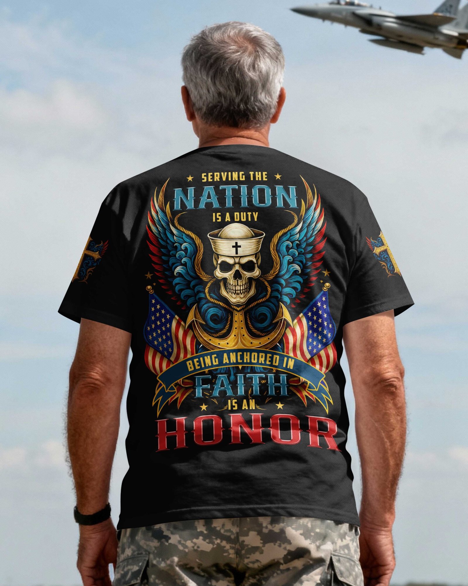 Serving The Nation Is A Duty Being Anchored In Faith Is An Honor T-Shirt - Image 4